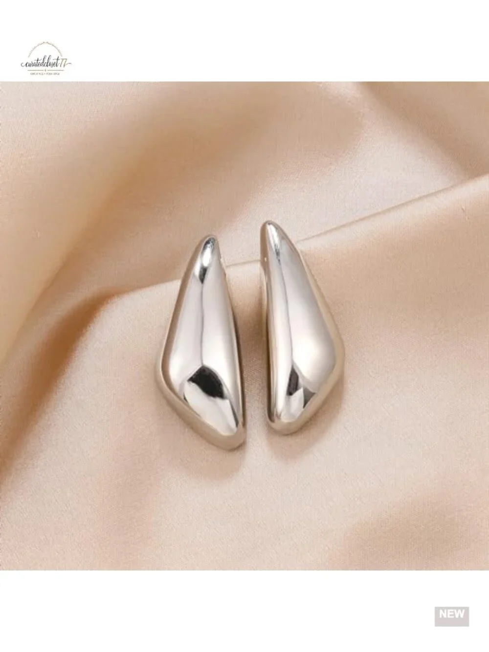 Chunky Gold Plated Dangle Earrings Large Geometric Triangle Statement